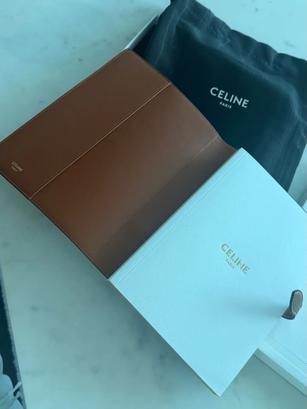 Celine Medium Triomphe Canvas & Calfskin Notebook Cover + Notebook
